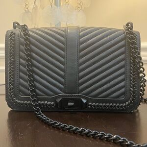 REBECCA MINKOFF "Love" Crossbody in Black Leather